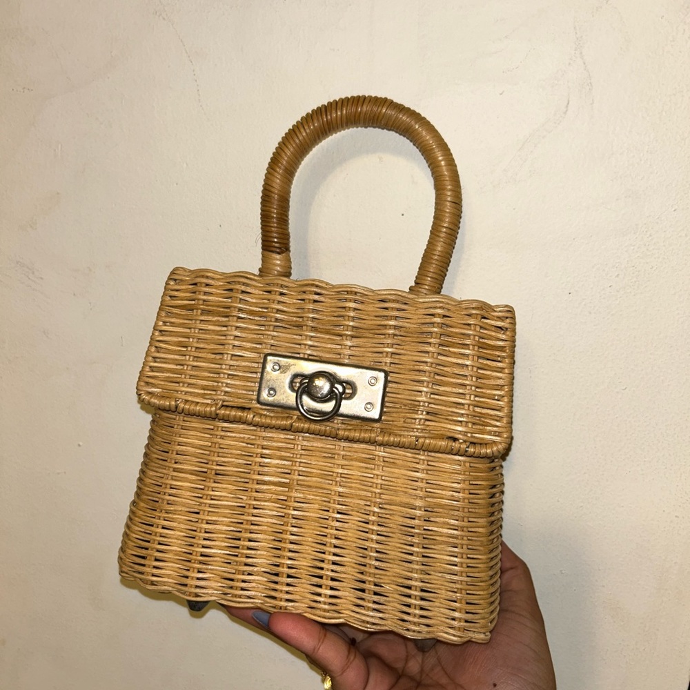 Old Navy Black Wicker Mini Bag